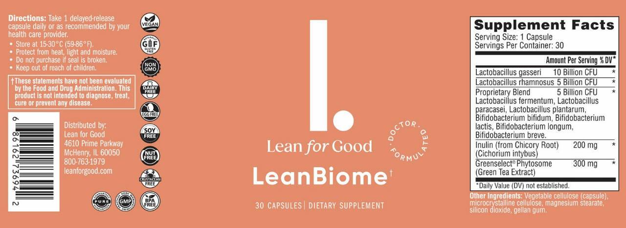 Lean For Good LeanBiome Supplement Facts